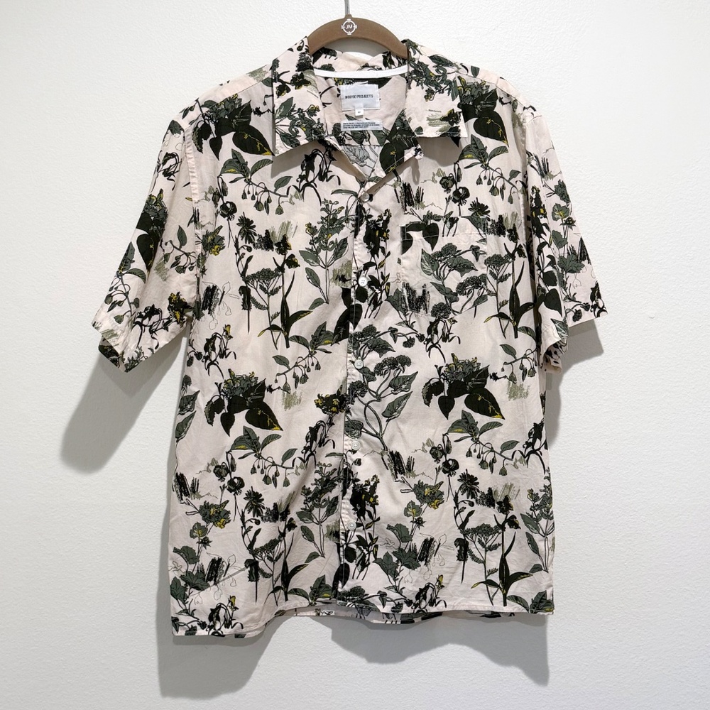 Norse Projects Floral Print Camp Collar Button Down Shirt Size Medium
